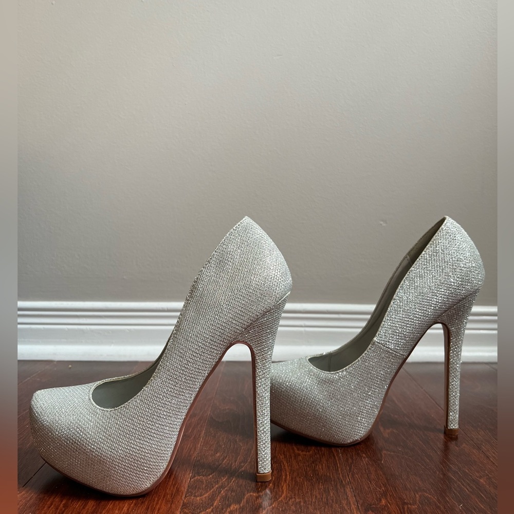 Spring Silver Glitter Heels